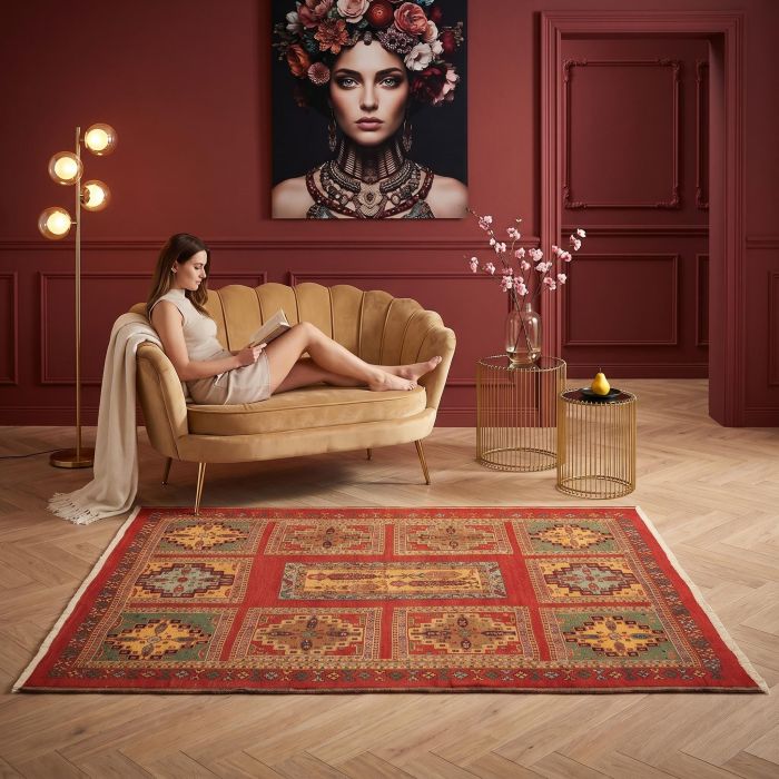 handgewebter Sumackkelim Afschar-Tabii aus Persien Maß 195x155 cm