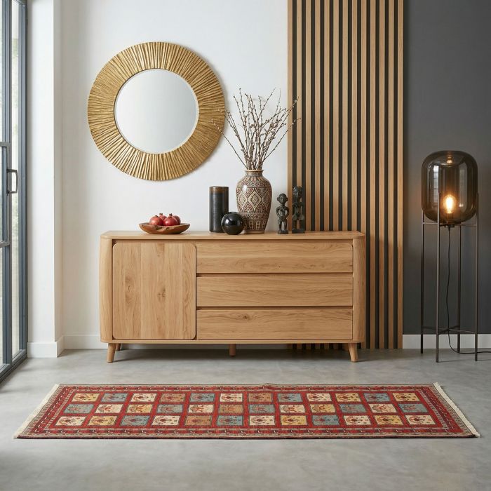 handgewebter Sumackkelim Afschar-Tabii aus Persien Maß 240x85 cm