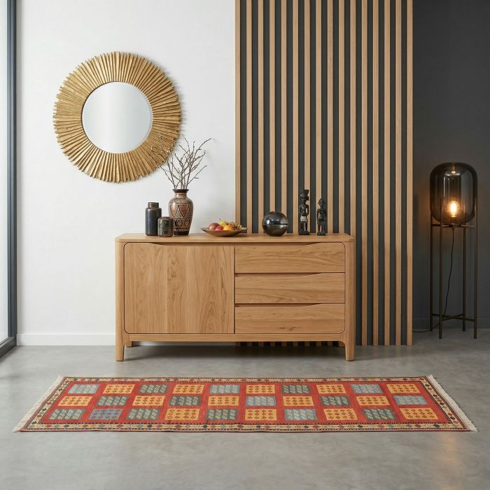 handgewebter Sumackkelim Afschar-Tabii aus Persien Maß 222x82 cm