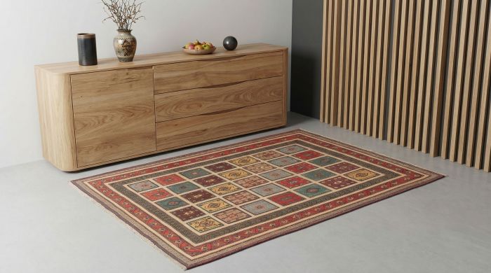 handgewebter Sumackkelim Afschar-Tabii aus Persien Maß 203x148 cm