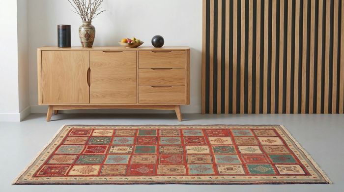 handgewebter Sumackkelim Afschar-Tabii aus Persien Maß 200x138 cm