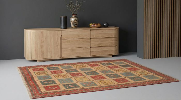 handgewebter Sumackkelim Afschar-Tabii aus Persien Maß 197x145 cm