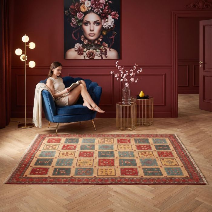 handgewebter Sumackkelim Afschar-Tabii aus Persien Maß 197x145 cm