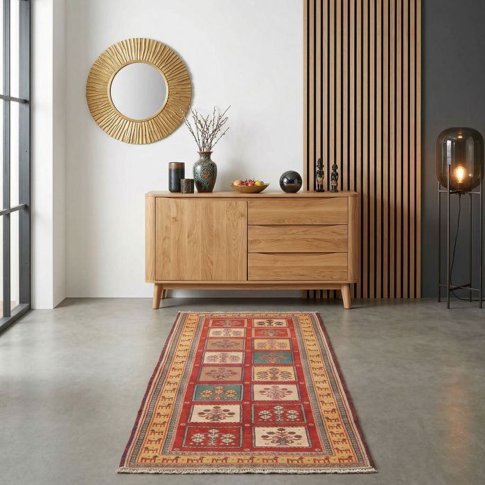 handgewebter Sumackkelim Afschar-Tabii aus Persien Maß 220x83 cm