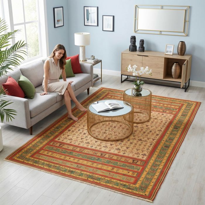 handgewebter Sumackkelim Afschar-Tabii aus Persien Maß 288x200 cm