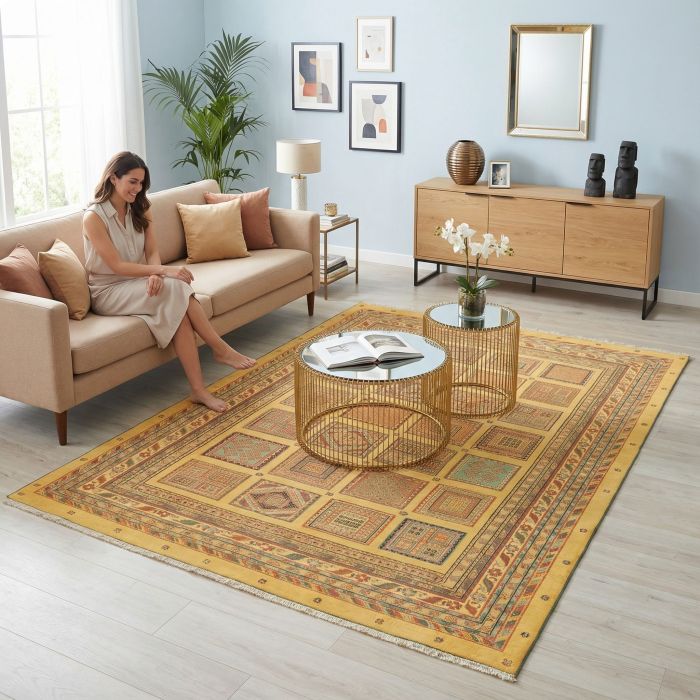 handgewebter Sumackkelim Afschar-Tabii aus Persien Maß 290x200 cm