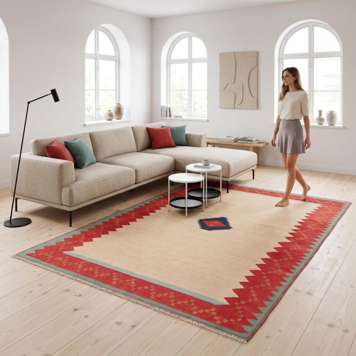 handgewebter Kelim Afschar-Kamo aus Persien Maß 280x205 cm