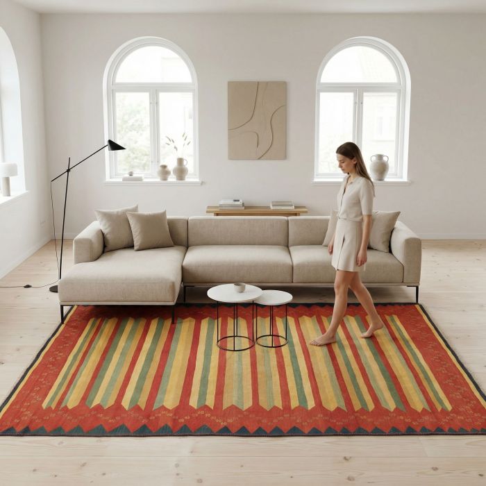 handgewebter Kelim Afschar-Kamo aus Persien Maß 286x206 cm