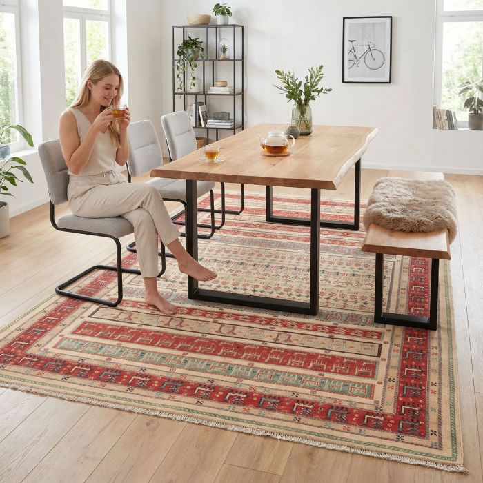 handgewebter Sumackkelim Afschar-Tabii aus Persien Maß 295x200 cm