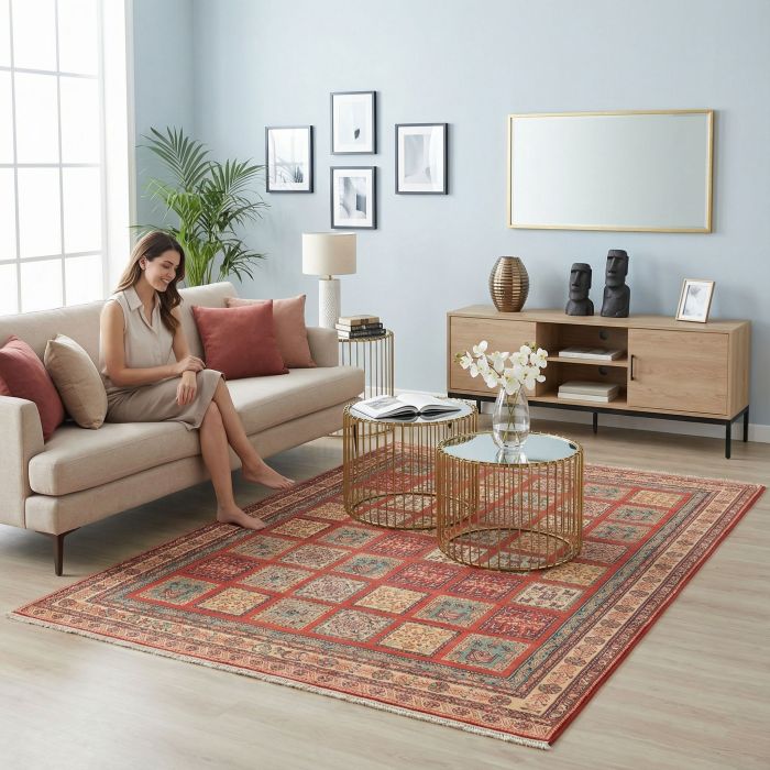 handgewebter Sumackkelim Afschar-Tabii aus Persien Maß 290x195 cm