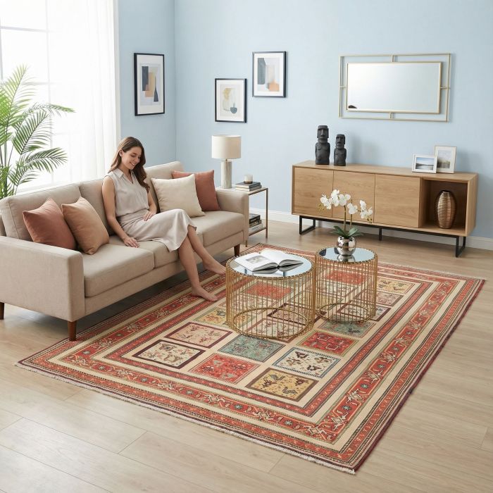 handgewebter Sumackkelim Afschar-Tabii aus Persien Maß 300x195 cm