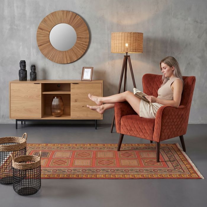 handgewebter Sumackkelim Afschar-Tabii aus Persien Maß 197x103 cm