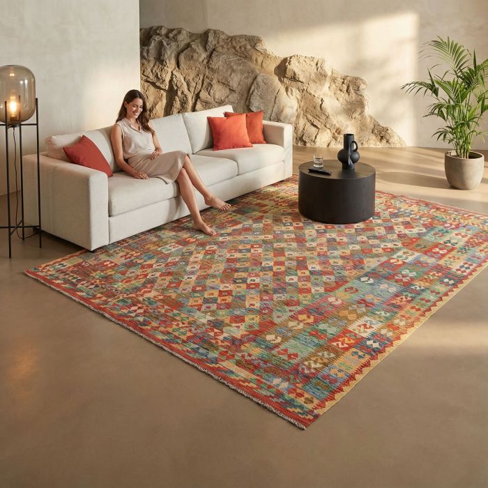 handgewebter Kelim Ghazghar aus Afghanistan Maß 330x256 cm