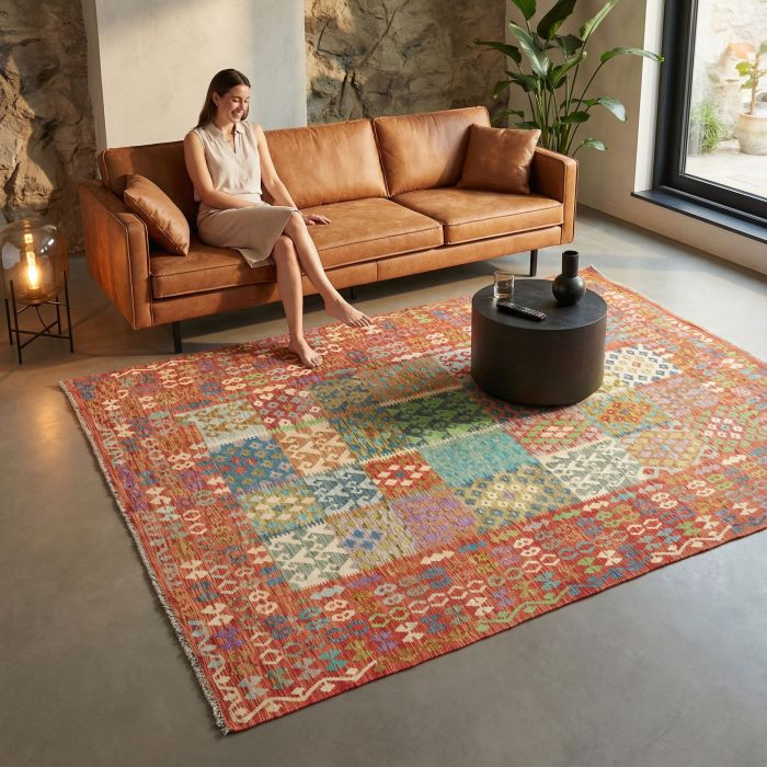 handgewebter Kelim Ghazghar aus Afghanistan Maß 297x256 cm