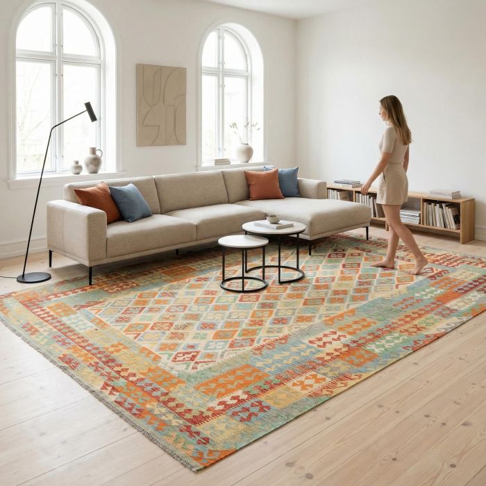 handgewebter Kelim Ghazghar aus Afghanistan Maß 400x299 cm