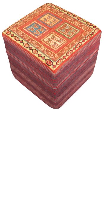 Bild von Afschar-Tabii-Sitzwürfel aus Persien in der Größe 44 x 45 cm