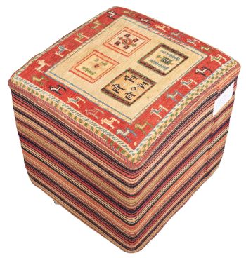 Bild von Afschar-Tabii-Sitzwürfel aus Persien in der Größe 48 x 46 cm