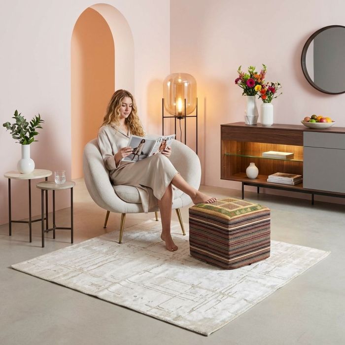 handgewebter Sumackkelim Afschar-Tabii-Sitzwürfel aus Persien Maß 50x49 cm