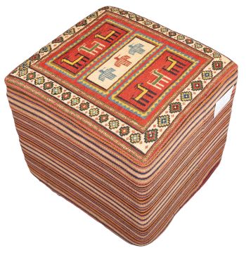 Bild von Afschar-Tabii-Sitzwürfel aus Persien in der Größe 49 x 52 cm