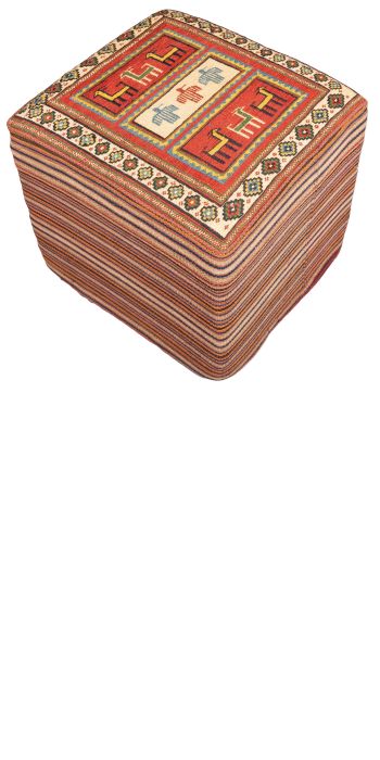 Bild von Afschar-Tabii-Sitzwürfel aus Persien in der Größe 49 x 52 cm