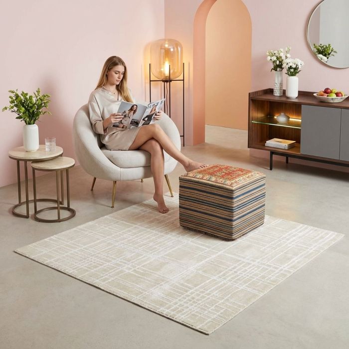 handgewebter Sumackkelim Afschar-Tabii-Sitzwürfel aus Persien Maß 50x48 cm