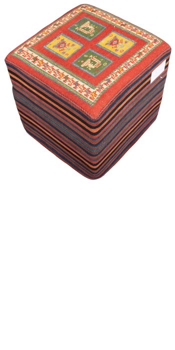 Bild von Afschar-Tabii-Sitzwürfel aus Persien in der Größe 49 x 47 cm