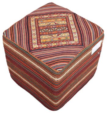 Bild von Afschar-Farsi-Madan-Sitzwürfel aus Persien in der Größe 46 x 46 cm