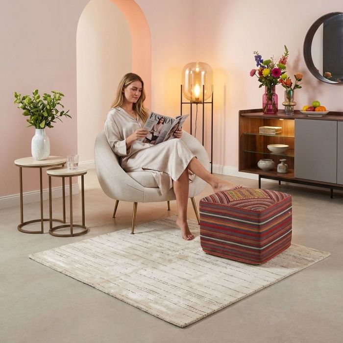 handgewebter Sumackkelim Afschar-Farsi-Madan-Sitzwürfel aus Persien Maß 46x46 cm