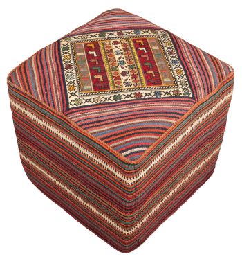 Bild von Afschar-Farsi-Madan-Sitzwürfel aus Persien in der Größe 46 x 46 cm