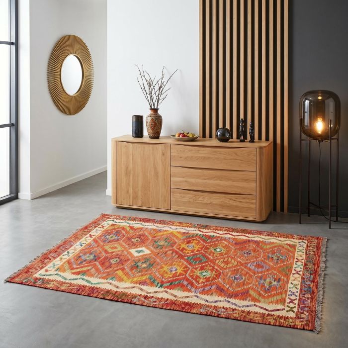 handgewebter Kelim Ghazghar aus Afghanistan Maß 183x153 cm