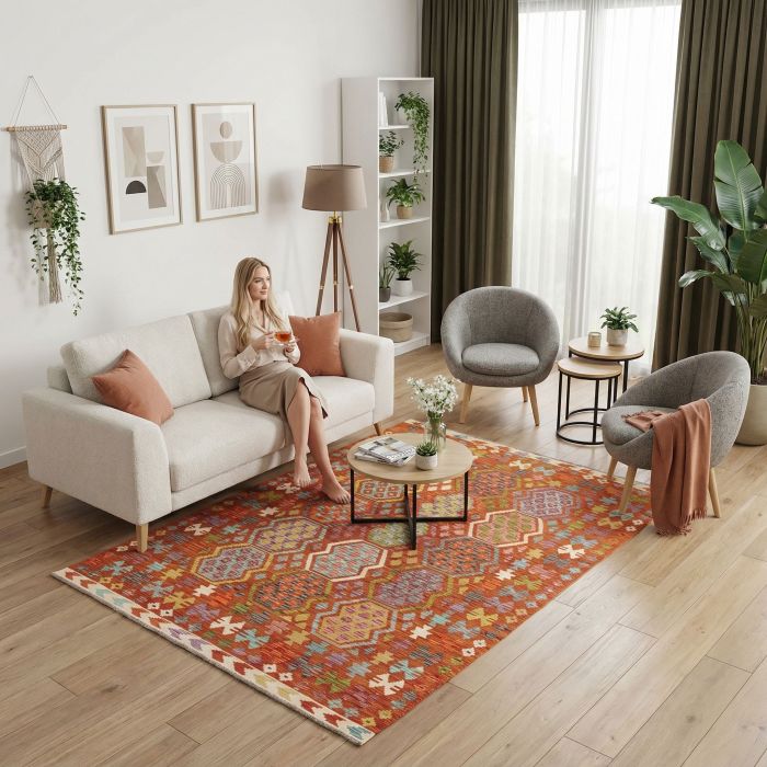 handgewebter Kelim Ghazghar aus Afghanistan Maß 258x180 cm