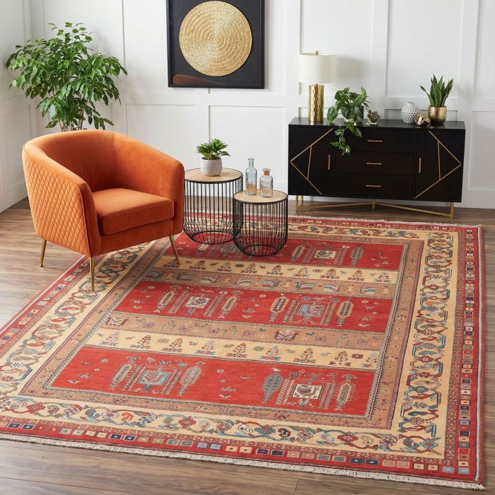 handgewebter Sumackkelim Afschar-Tabii aus Persien Maß 244x197 cm