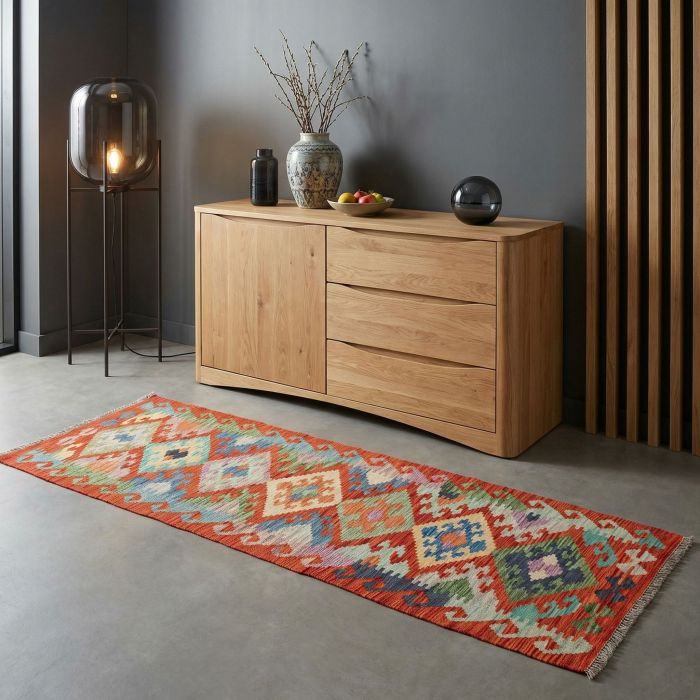 handgewebter Kelim Ghazghar aus Afghanistan Maß 202x66 cm