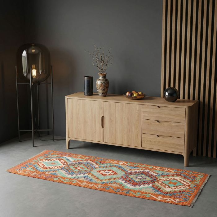 handgewebter Kelim Ghazghar aus Afghanistan Maß 191x66 cm