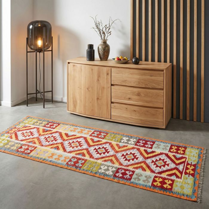 handgewebter Kelim Ghazghar aus Afghanistan Maß 250x91 cm