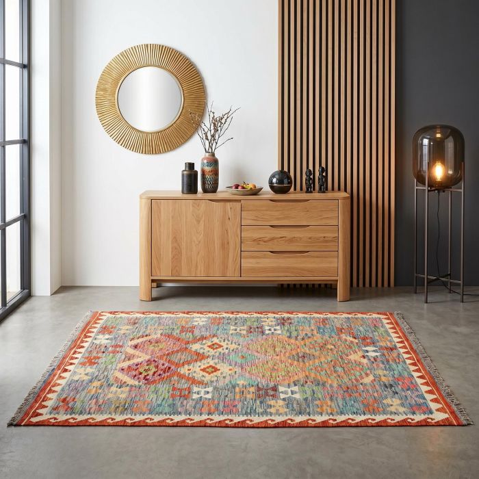 handgewebter Kelim Ghazghar aus Afghanistan Maß 190x154 cm