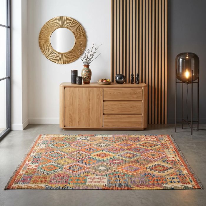 handgewebter Kelim Ghazghar aus Afghanistan Maß 189x151 cm