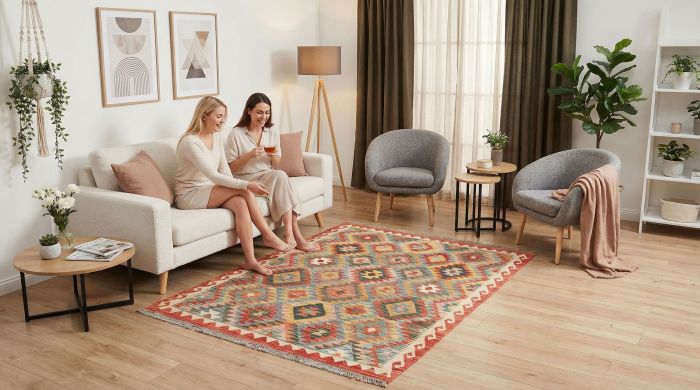 handgewebter Kelim Ghazghar aus Afghanistan Maß 198x149 cm