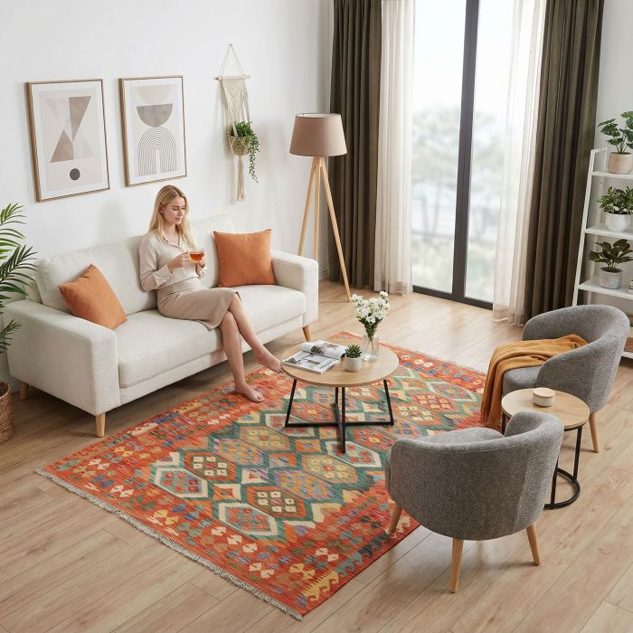 handgewebter Kelim Ghazghar aus Afghanistan Maß 246x171 cm