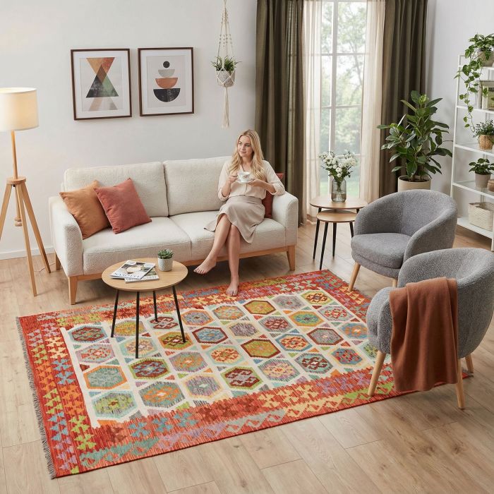 handgewebter Kelim Ghazghar aus Afghanistan Maß 247x181 cm