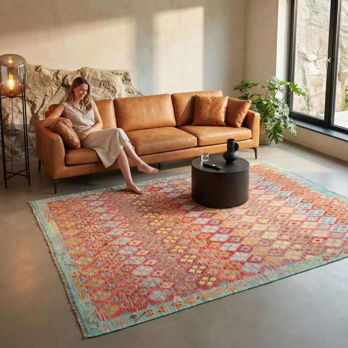 handgewebter Kelim Ghazghar aus Afghanistan Maß 291x254 cm