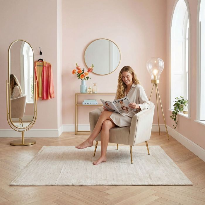 handgewebter Teppich mit Flor Eterno-Basic aus Indien Maß 200x197 cm