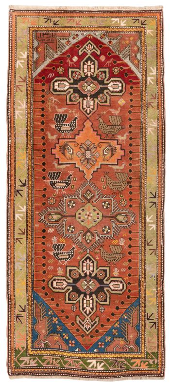 Handgeknüpfter Meschkin Orientteppich Läufer aus Schafwolle mit traditionellen Vogelmotiven Maß 290x110 cm
