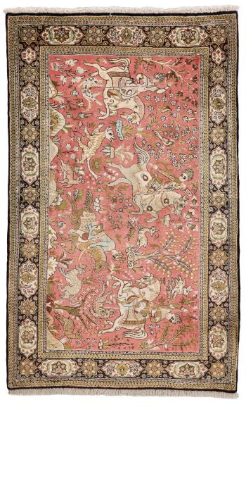 handgeknüpfter Orienteppich Ghom aus Persien Maß 130x80 cm