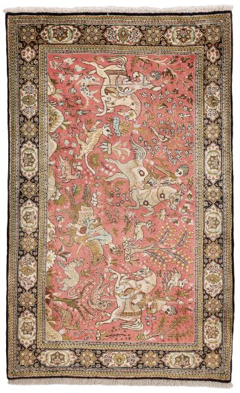 handgeknüpfter Orienteppich Ghom aus Persien Maß 130x80 cm