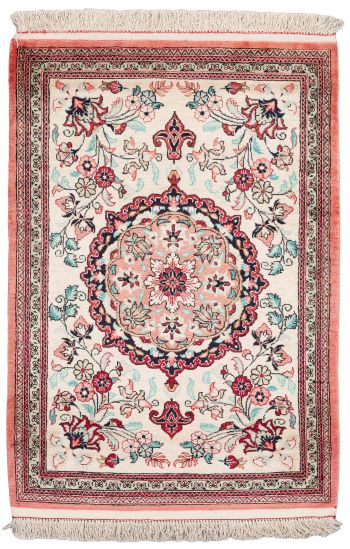 handgeknüpfter Orienteppich Ghom aus Persien Maß 81x60 cm