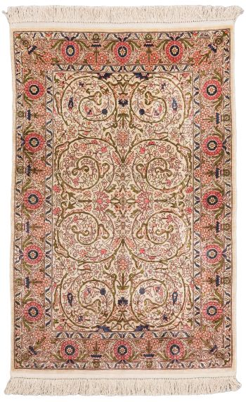 handgeknüpfter Orienteppich Hereke aus Türkei Maß 91x60 cm