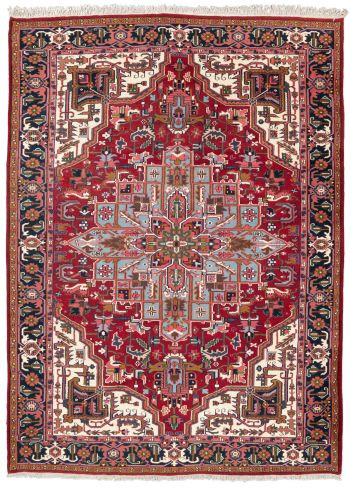 handgeknüpfter Orienteppich Heriz aus Indien Maß 347x254 cm