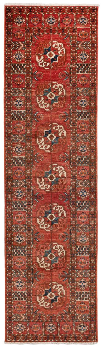 handgeknüpfter Orienteppich Tekke aus Afghanistan Maß 298x82 cm