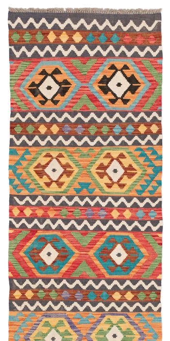 handgewebter Kelim Ghazghar aus Afghanistan Maß 292x82 cm